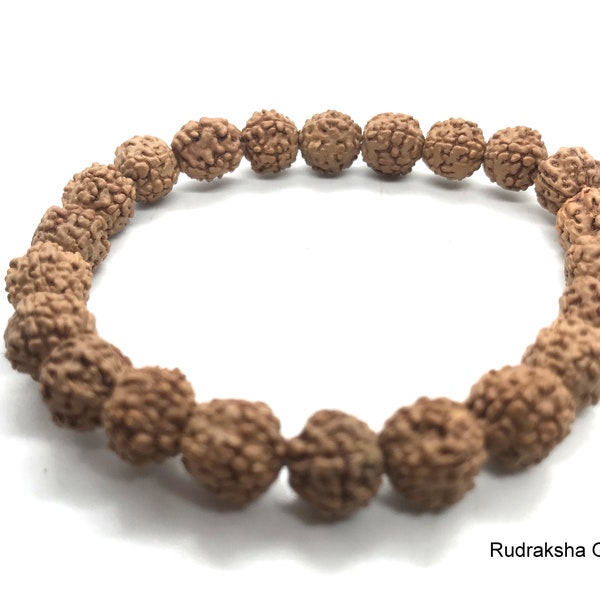 Bracciale elastico con perline di semi di Rudraksha Bracciale elastico Mala Yoga Meditazione Banda Om Charm Bracciale Shiva