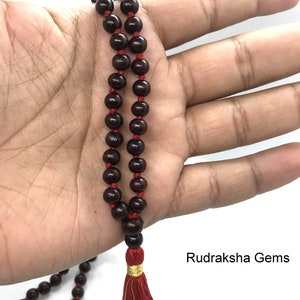 Red sandalwood 100 1 Beads 6mm japa Mala Dark Red chandan japa mala hindu meditation yoga jap mala, One Hundred beads mala Rosary image 3