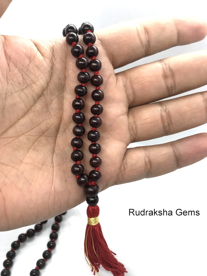 Red sandalwood 100 1 Beads 6mm japa Mala Dark Red chandan japa mala hindu meditation yoga jap mala, One Hundred beads mala Rosary image 3