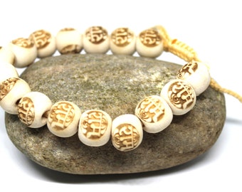 RAMA Engraved Tulsi Bead Bracelet, Buddhist Meditation Wrist Band