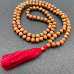 Chapelet mala en bois de santal 6 mm 8 mm 108, collier japa mala en bois de santal, collier pour homme, perle en bois, perles de prière tibétaines bouddhistes de méditation hindoue image 4