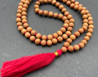 Sandalwood mala 6mm 8 mm 10mm, 108 rosary, sandalwood japa mala necklace, mens necklace, hindu wood meditation buddhist tibetan prayer beads