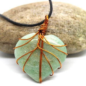 Real Green Jade HEART Necklace, Heart Crystal Pendant, Jadeite Amulet, Healing Gift Men Women, Green Jade Wire Wrapped Pendant Prosperity