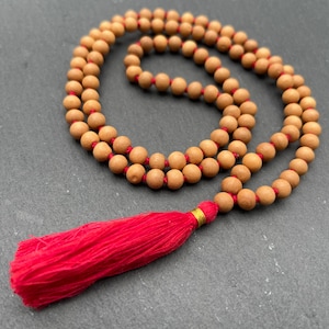 Chapelet mala en bois de santal 6 mm 8 mm 108, collier japa mala en bois de santal, collier pour homme, perle en bois, perles de prière tibétaines bouddhistes de méditation hindoue 6 mm