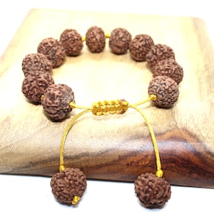 Six Mukhi Bracelet, 6 Mukhi Rudraksha Bracelet, Yoga Gifts, Handmade Armlet, Stretch cord Bracelet, 6 Face Indonesian Rudraksha Bracelet