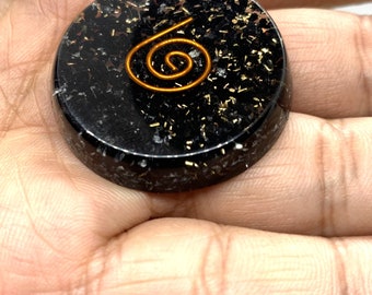 Black Tourmaline Orgone Phone button Reiki Energy Charged , Orgone 5G, EMF & Wifi  protection, orgone energy purifier, Orgone Button Tablet
