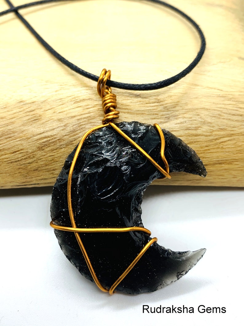 Black Obsidian Pendant Obsidian Crystal Protection Necklace Etsy Ireland