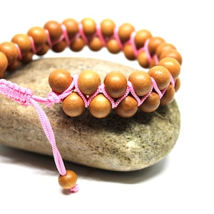 Sandalwood adjustable bracelet 8 mm Beads Prayer Mala, Twin layer Stretch cord Sandalwood Bracelet, Buddhist Tibetan Meditation Wrist Rosary