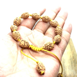 Four Mukhi Bracelet, 4 Mukhi Rudraksha Bracelet, Yoga Gifts, Handmade Armlet, Stretch cord Bracelet, 4 Face Indonesian Rudraksha Bracelet