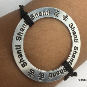 Om Shanti Shanti Shanti Mantra Bracelet, Om Mantra PEACE CORDED BRACELET Yoga Soul Wrist Band wristband, Handmade Yoga Jewellery Jewelry Aum