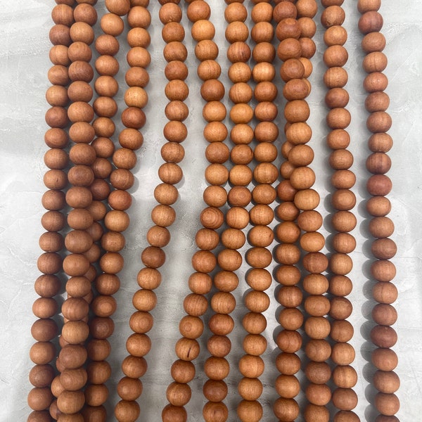 8 mm White Sandalwood loose beads - Natural Fragrant beads - Prayer meditation Yoga beads - Untreated unpolished Sandal wood Jewelry Making