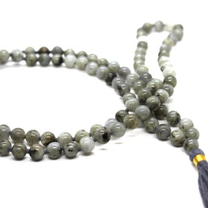 Labradorite Mala 108 knotted beads Jap Mala Beads 108, Mala Bead Necklace, Mala Necklace, Meditation Beads, Japa Mala, Buddhist Prayer Beads image 4