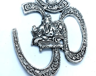 Colgante de pared metálico Ganesha OM, decoración para meditación hindú