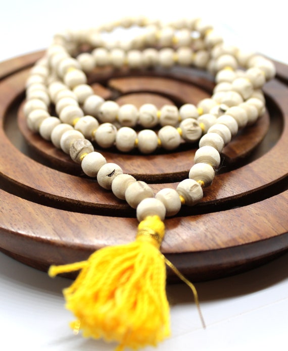 108 Tulsi Holy Basil Hand Knotted Mala Beads Necklace Karma