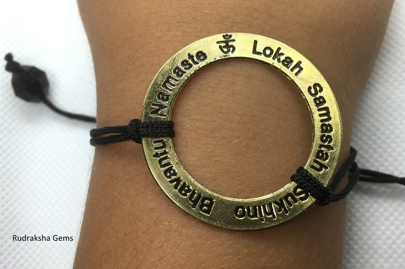 Yoga Mantra Bracelet Om Lokah Samastah Sukhino Bhavantu Etsy