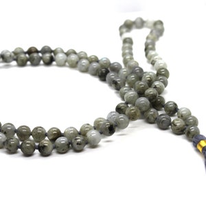 Labradorite Mala 108 knotted beads Jap Mala Beads 108, Mala Bead Necklace, Mala Necklace, Meditation Beads, Japa Mala, Buddhist Prayer Beads image 6