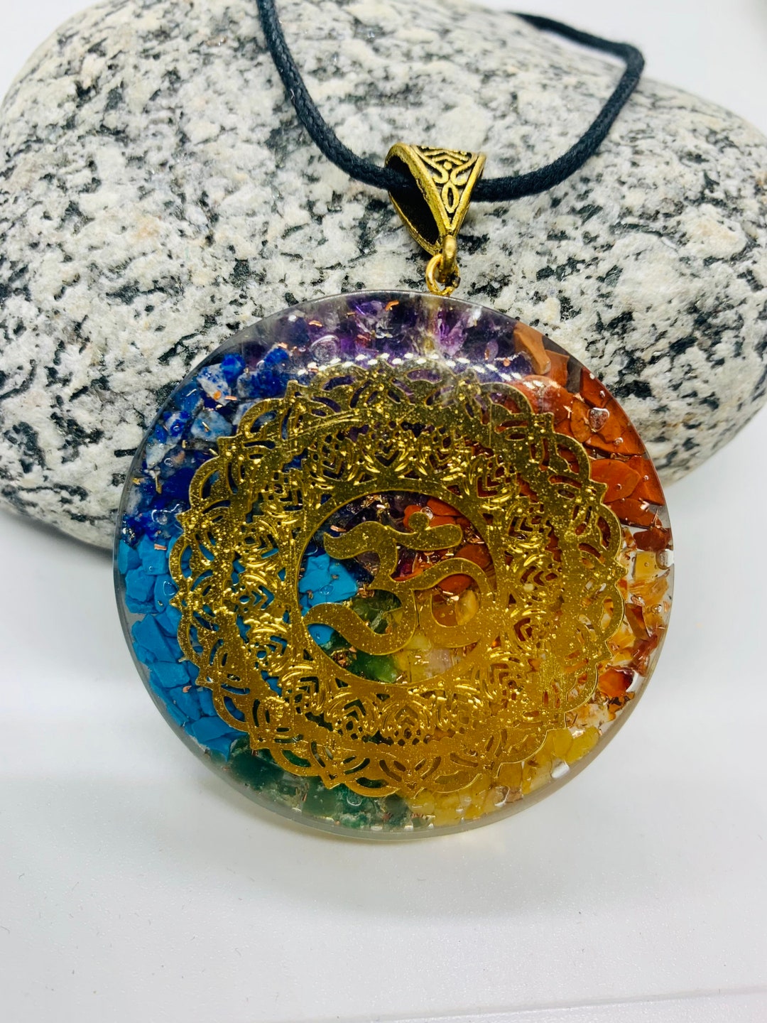 Orgonite® Pendant - Orgone Necklace - Black Sun Orgonite® Donut Pendant