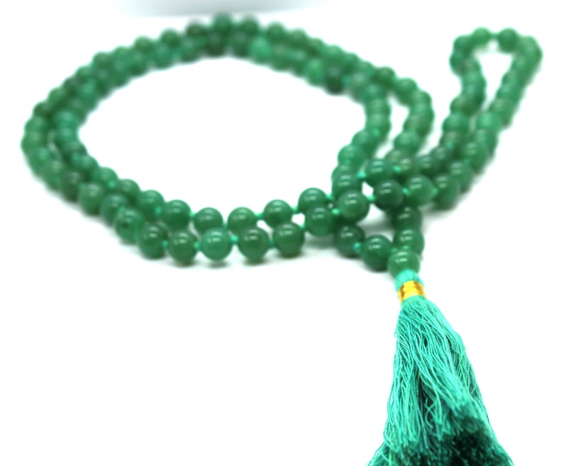 Natural Green Aventurine Mala Green Aventurine Necklace 8mm 1081 Knotted Green Aventurine Mala Beads Healing Crystal Japa Mala image 3