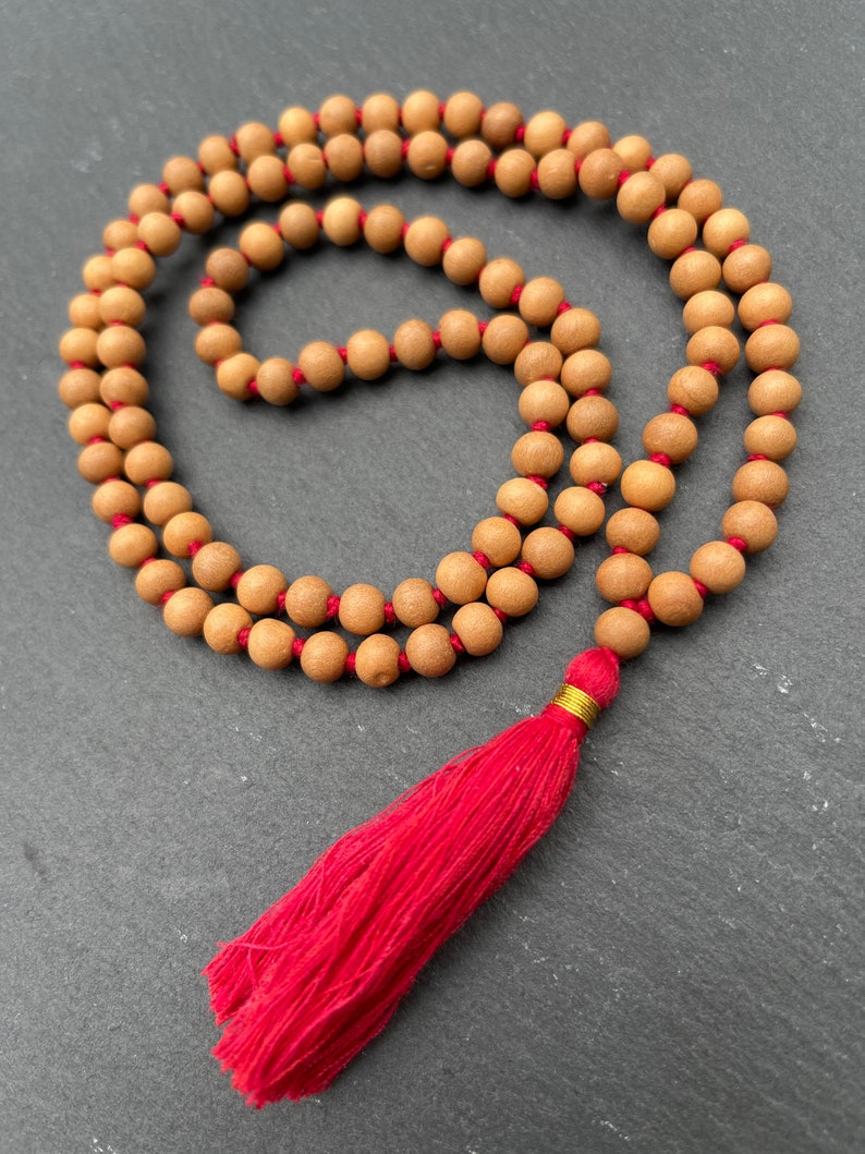 Sandalwood mala 6mm 8 mm 108 rosary, sandalwood japa mala necklace, mens necklace, wood bead, hindu meditation buddhist tibetan prayer beads image 5