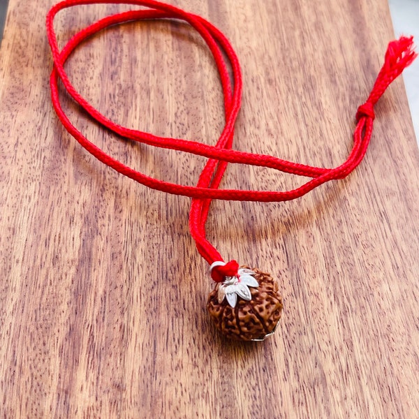 Pendentif Shiva avec 8 perles mala Mukhi Rudraksha, bijoux de yoga Ganesha, tour de cou Rudraksh, bijoux de protection, collier hindou homme femme