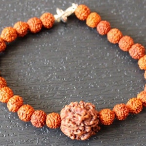4 mukhi Rudraksha Bracelet, 4 face Rudraksha Bracelet, Genuine Rudraksha Beads, Custom size available, Four Face Shiva Rudraksh, Spiritual