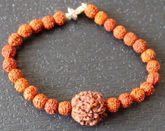 4 mukhi Rudraksha Bracelet, 4 face Rudraksha Bracelet, Genuine Rudraksha Beads, Custom size available, Four Face Shiva Rudraksh, Spiritual