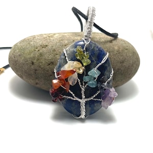 Blue Lapis Lazuli Pendant Handmade Jewelry Healing Crystal, Wire wrapped 7 chakra crystals LAPIS LAZULI pendant, Cabochon pendant necklace