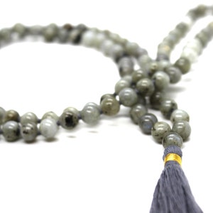 Labradorite Mala 108 knotted beads Jap Mala Beads 108, Mala Bead Necklace, Mala Necklace, Meditation Beads, Japa Mala, Buddhist Prayer Beads image 7