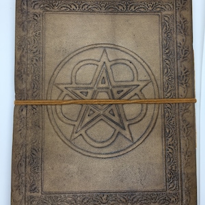 Book Of Shadows -  Leather Pentagram 20 cm High 64 Pages Diary, Nemesis Now, Handmade Notebook Diary, Pentacle Notebook, Wiccan Journal
