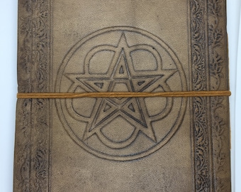 Handgefertigtes Leder Buch der Schatten – Pentagram Wicca Notizbuch