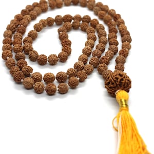 Rudraksha 7 Mukhi Guru Baad Mala, Rudraksh Japa Mala Rosary 108 +1 Bead Yoga Hindu PRAYER MEDITATION Raiki genuine 7 Mukhi Faces  Energised
