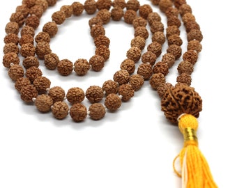 Rudraksha 7 Mukhi Guru Baad Mala, Rudraksh Japa Mala Rosary 108 +1 Bead Yoga Hindu PRAYER MEDITATION Raiki genuine 7 Mukhi Faces  Energised