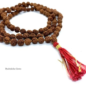 MALA Rudraksha Mala 8 mm, 108 Japa Mala Knotted, 108 Prayer Mala, Rudraksha Necklace Men India Shiva Mala, Meditation Buddhist Prayer Beads