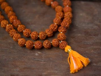 8 mm Rudraksha Mala Rudraksh Rosary Bead Hindu Meditation 108+1 Beads 