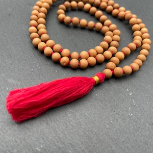 Chapelet mala en bois de santal 6 mm 8 mm 108, collier japa mala en bois de santal, collier pour homme, perle en bois, perles de prière tibétaines bouddhistes de méditation hindoue image 3