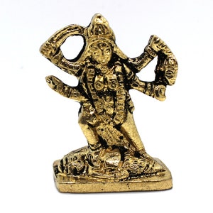 Small Brass Kali Statue, Indian, Hindu Goddess of Warriors Parvati Shivas Wife Incarnation, Parvati, Durga , Hindu goddess statue Rare