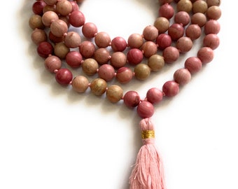 Rhodonite Mala *Hand knotted Mala * 108 meditation Mala beads * Healing Heart Chakra Mala Beads * Healing Heart Chakra Mala Beads