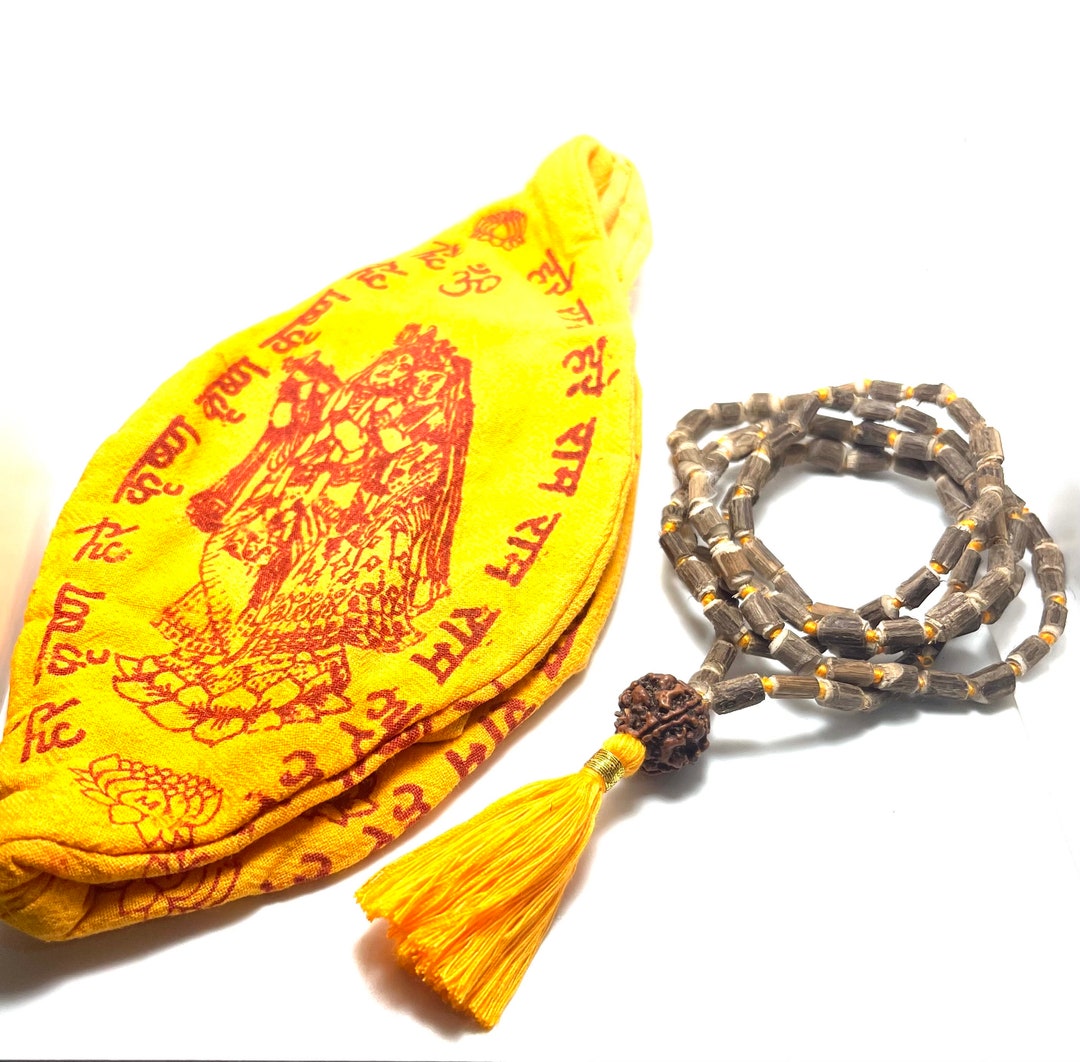 Japa Mala Bag With Tulsi Mala Hindu Chant Yoga Meditation Hare