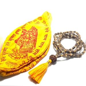 Japa Mala Tasche mit Tulsi Mala Hindu Chant Yoga Meditation Hase Rama ISKCON Set
