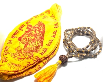 Japa Mala Bag With Tulsi Mala Hindu Chant Yoga Meditation Hare Rama ISKCON Set
