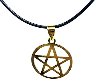 Brass Pentagram Necklace, Wiccan Pagan Pendant, 2 CM