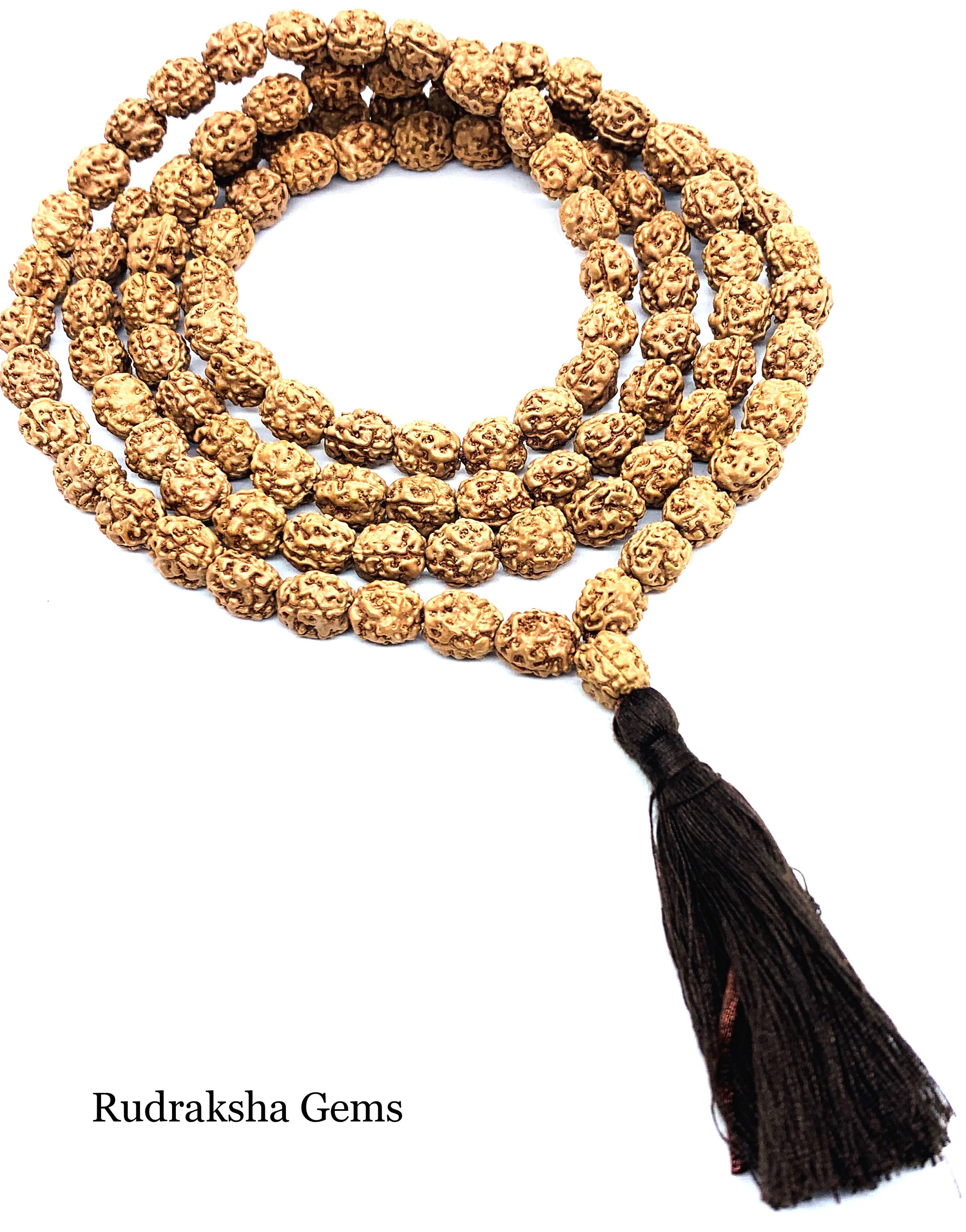 Energized Rudraksha Shiva Necklace for men Hindu Meditation Mala with 3 Mukhi Face Rudraksh Beads 