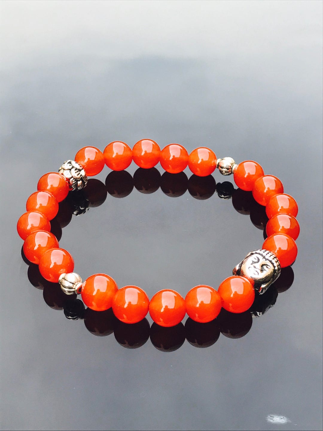 Carnelian Natural Buddha Bracelet- Crystal Gem Stone Power