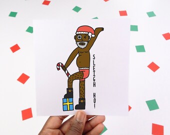 Santa christmas card - Greeting card - Christmas card - Recycled card - Funny card - Christmas - Father christmas card - Illustration