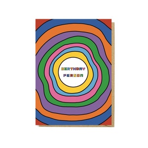 Tarjeta de persona de cumpleaños - Tarjeta de insignia - Tarjeta de felicitación - Tarjeta de cumpleaños - Tarjeta reciclada - Divertida - Colorida - Ilustración - Insignia de cumpleaños