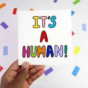 Es ist ein Mensch! Karte - Grußkarte - Babypartykarte - Recycelte Karte - Lustige Karte - Feier - Niedliche Karte - Illustration