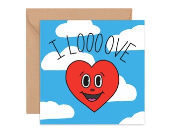 I loooove card - Greeting card - Relationship card - Recycled card - Funny card - Celebration - Cute card - Illustration