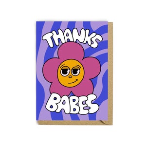 Carte de remerciement les filles - Carte de voeux - Carte de remerciement - Carte recyclée - Carte de fleurs - Jolie carte - Illustration - Carte de remerciement - Carte de correspondance