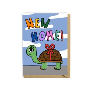 Nouvelle carte pour la maison - Carte de voeux - Carte drôle - Carte mignonne - Illustration - Tortue - Carte tortue - Pendaison de crémaillère - Nouvelle maison - Cadeau de pendaison de crémaillère