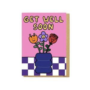 Tarjeta de pronta recuperación - Tarjeta de los mejores deseos - Tarjeta de flores - Recupérate pronto - Tarjeta de pensando en ti - Buenos deseos